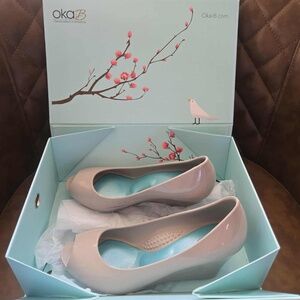 OKA b Nude Wedge Shoes Size 7